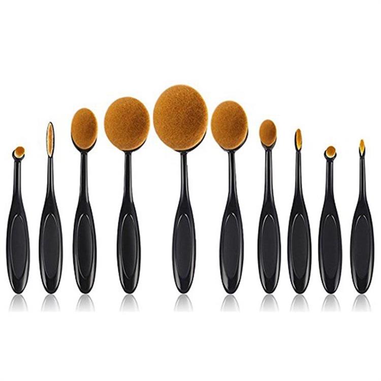 Conjunto de 10 peças de escova de dente cosmética escova de maquiagem oval conjunto de pincéis de maquiagem