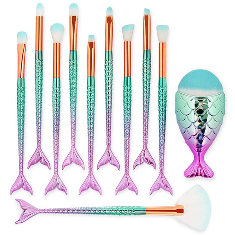 Conjunto de pincéis de maquiagem para sereia em 3D cosmético para sombra de olhos e 11 peças