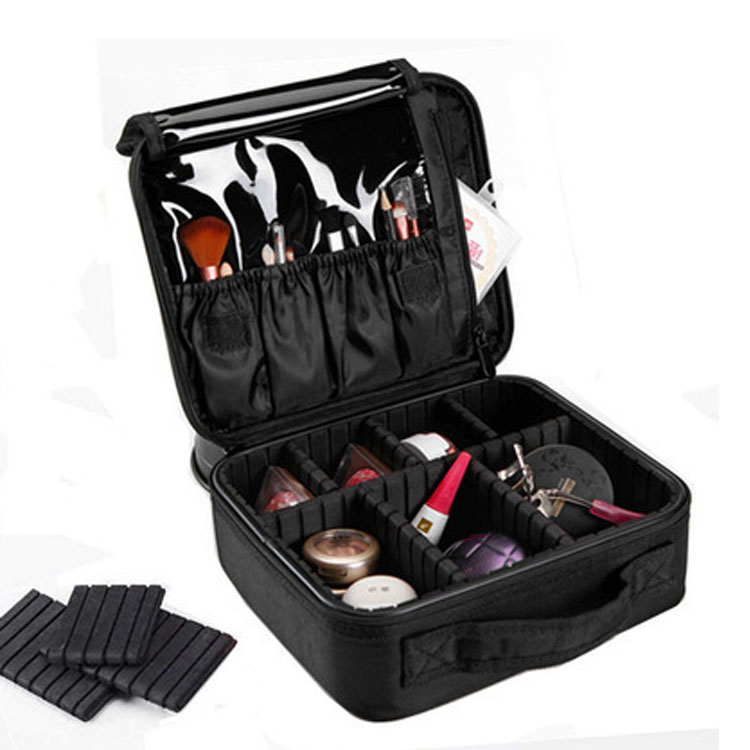 Bolsa de maquiagem para viagem profissional de 2 camadas