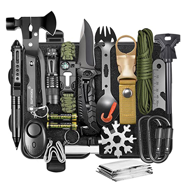 Kit de sobrevivência ao ar livre 21 em 1 equipamento de emergência de primeiros socorros