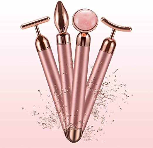 Barra de beleza energética do massageador facial 24K Gold Jade elétrico