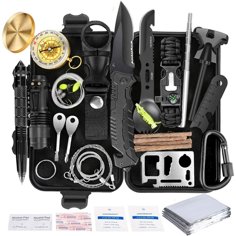 Kit de primeiros socorros 35 em 1 para acampamento, ferramenta de sobrevivência