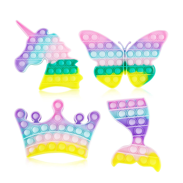Pacote com 4 bolhas de arco-íris brinquedo sensorial pop it inquieto