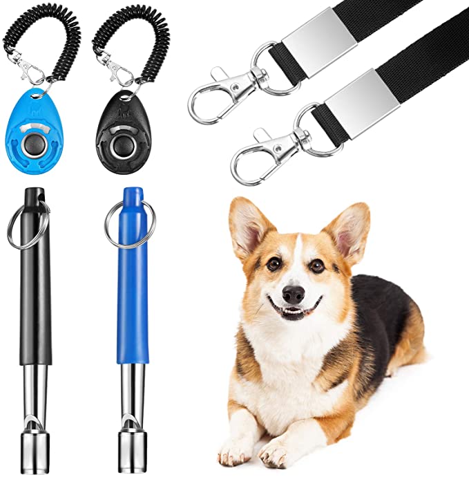 6pcs apito de treinamento de cão ajustável com kit clicker