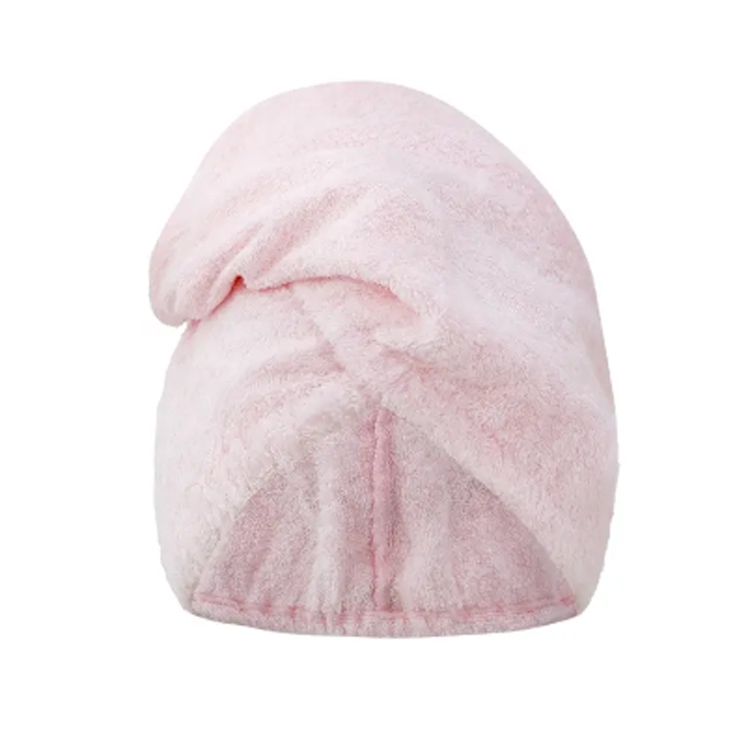 Toalha de turbante de microfibra rosa absorvente de bambu rosa
