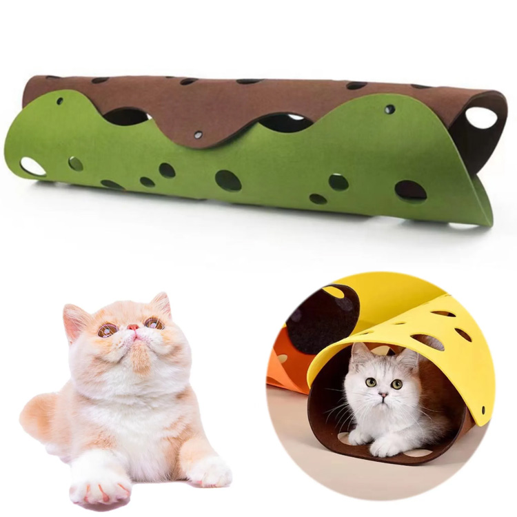 Túneis de gato cama de tubo de cama com orifícios tocam túnel de estimação dobrável