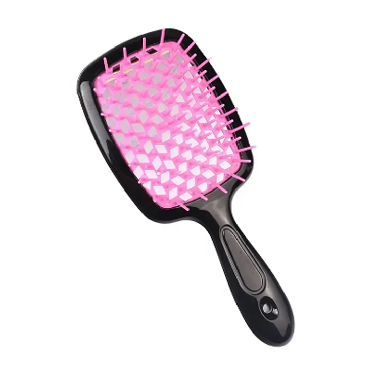 Dentes ocos de dentes largos coloridos que desembaraçam escova de cabelo cacheada quadrada