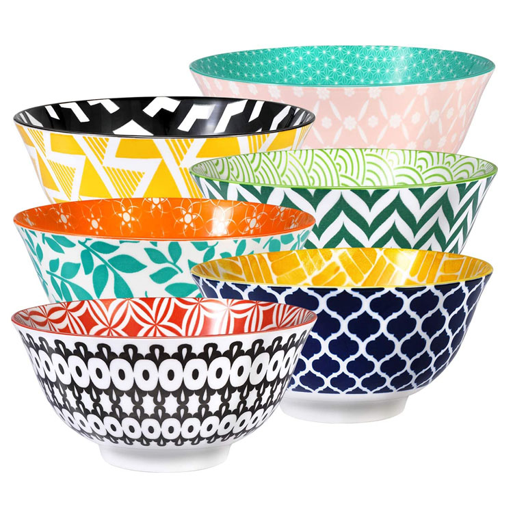 Tigela de jantar de cerâmica de porcelana colorida com design exclusivo