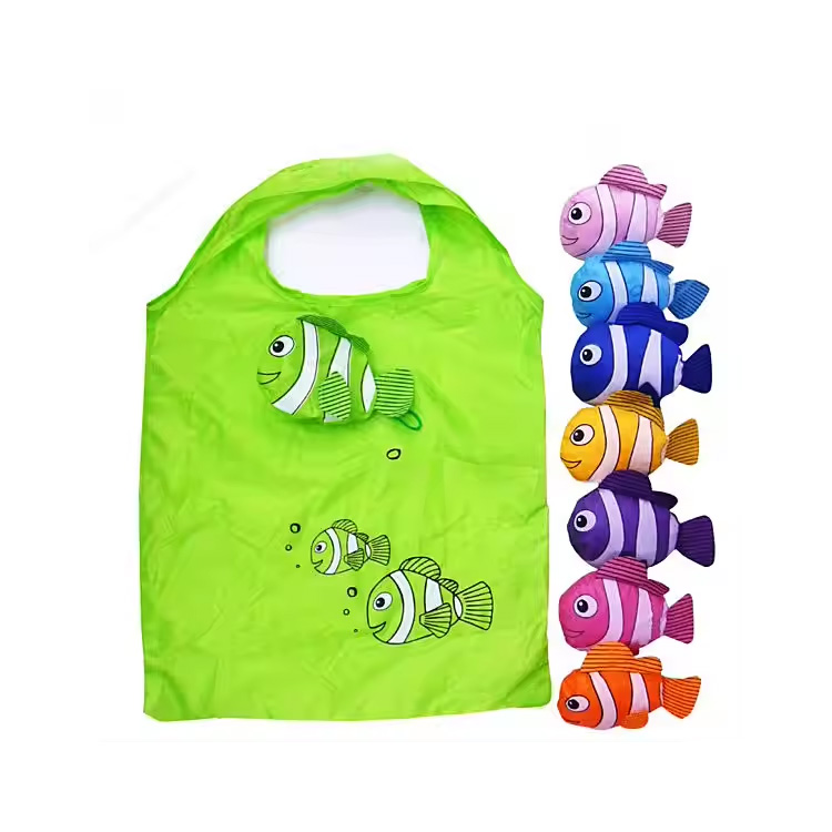 Bolsa de peixes de compras de animais fofos viagens dobráveis