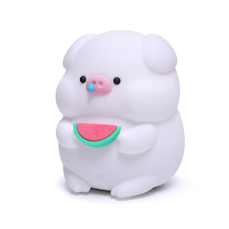 Bonito desenho animado leitão luz noturna interior macio rosa lâmpada de mesa de brinquedo