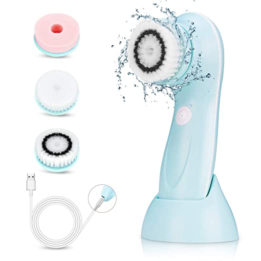 Escova de limpeza facial elétrica giratória vibratória sônica