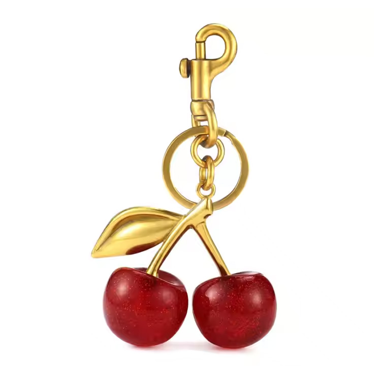 Moda 3D Crystal Red Cherry Summer Summer Pinging Chain