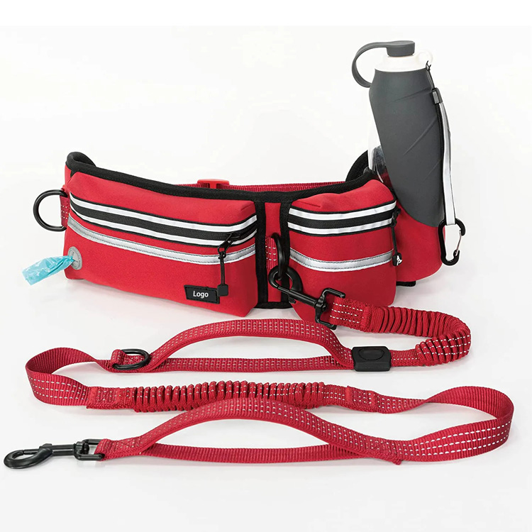 Coleira para cachorro com cinto de caminhada mãos livres com bolsa de cintura