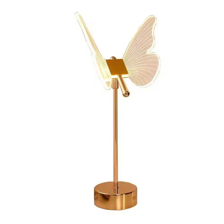 Lâmpada de mesa borboleta de cristal dobrável ajustável para decoração de casa