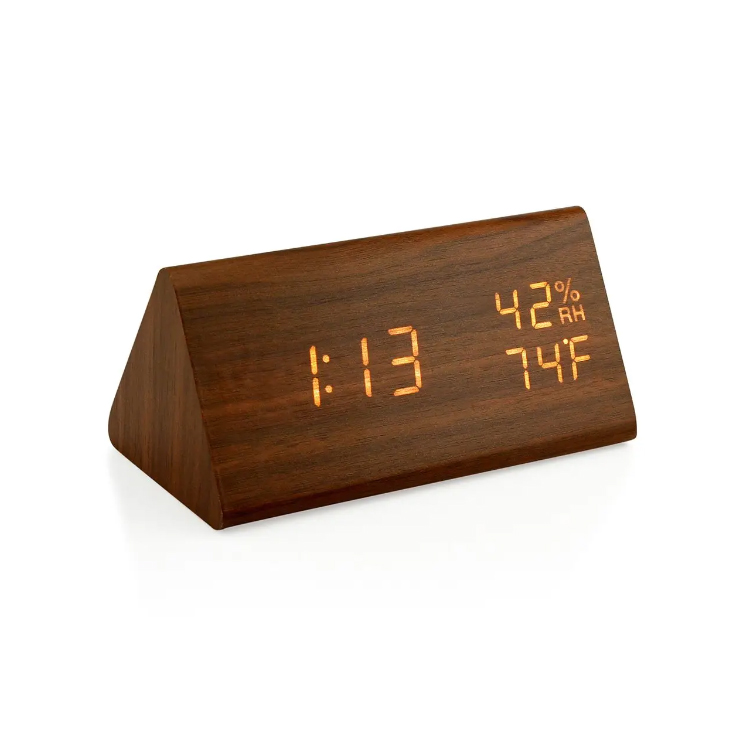Decoração de casa Cubo portátil de madeira portátil Digital LED Clock
