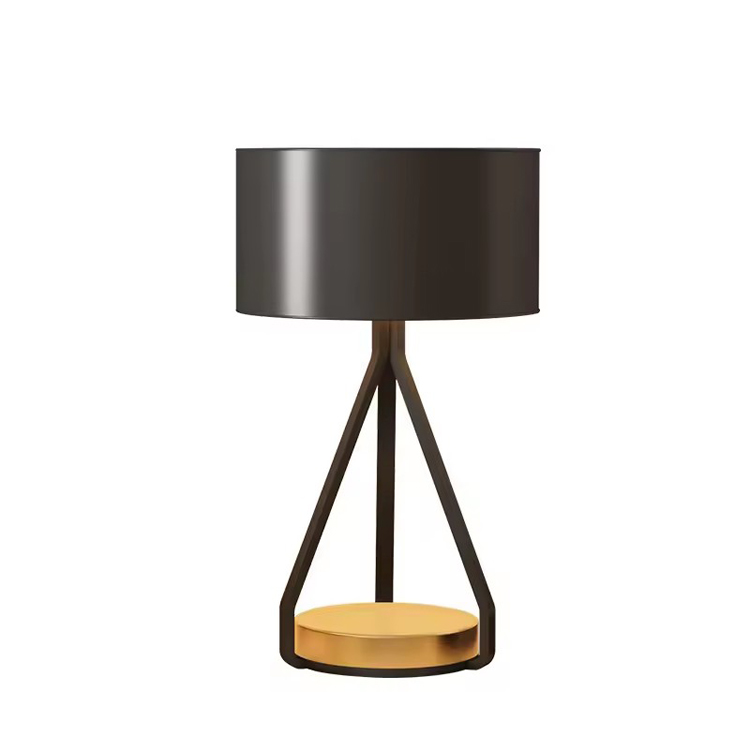 Candeeiro de mesa preto moderno com design de quarto de cabeceira de hotel