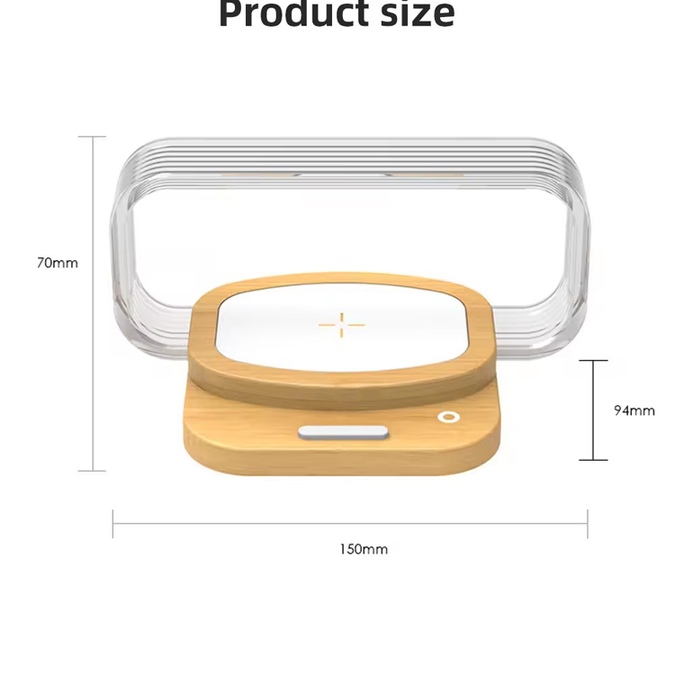 Candeeiro de mesa de carregamento sem fio inovador com suporte para telefone 10W