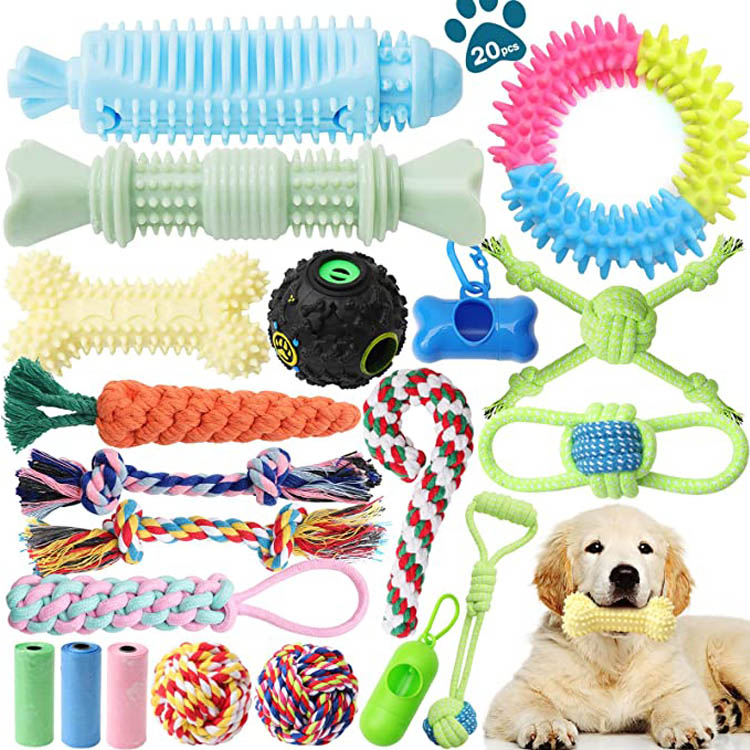 Conjunto interativo de brinquedos para mastigar para cachorros de estimação