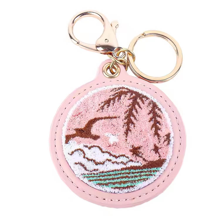 Key Ring Pink Island Cenário Premium Borderyy Keychain