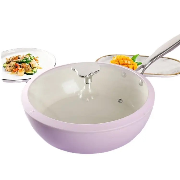 Lavanda Shell Porcelain Wok Cobblestone Ceramic Fring Pan