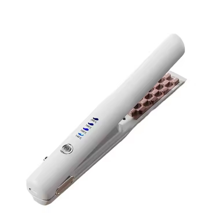 Mini alisador de cabelo recarregável sem fio e ferro de curling