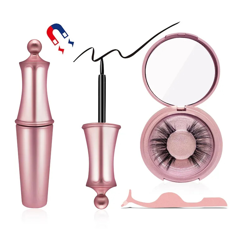 Kit de cílios magnéticos e delineador de vison natural