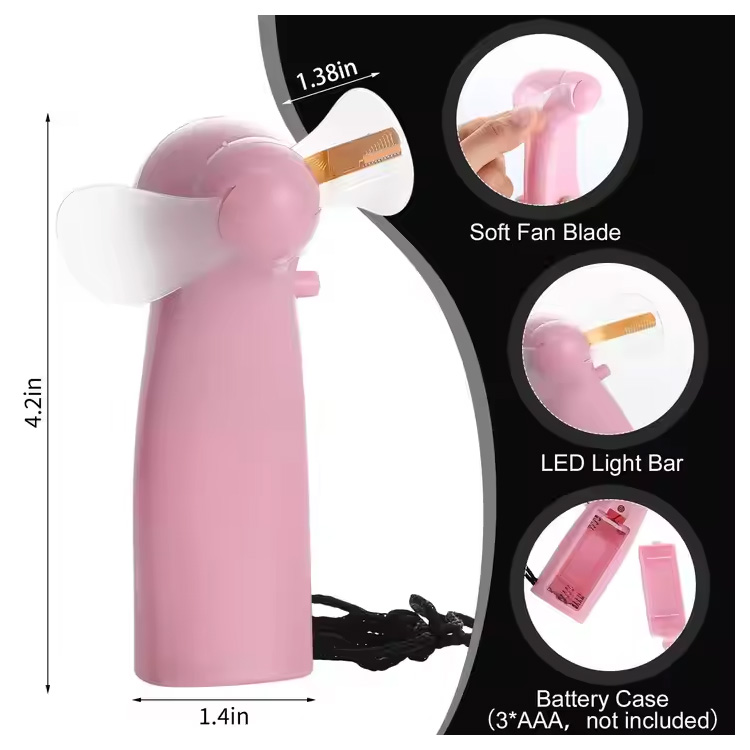 Novo mini portátil prático led ventilador de bateria de mensagem personalizada