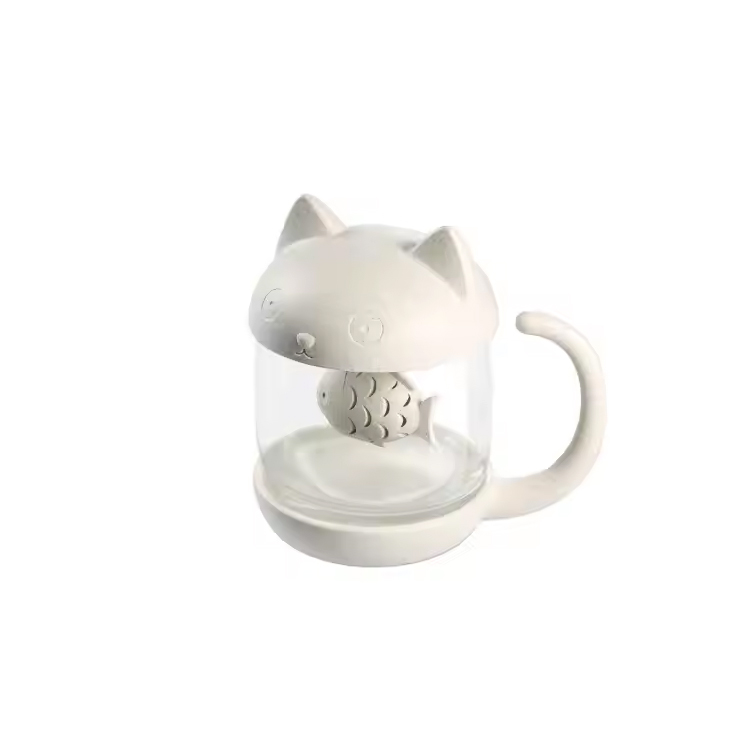 Copo de chá de escritório com copos de copos em forma de gato de infusor de peixe