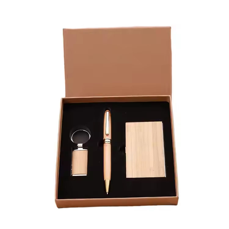 Pen do conjunto de presentes de madeira promocional de funcionários executivos