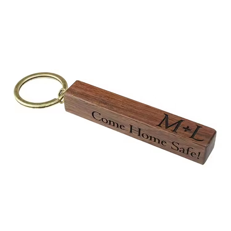 Pingente Wood Chip Metal Keychain Anniversary Gift Striping