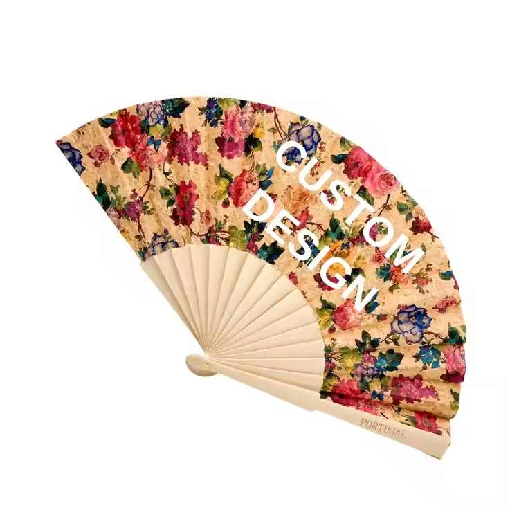 Ventilador de madeira dobrável de madeira impressa personalizada