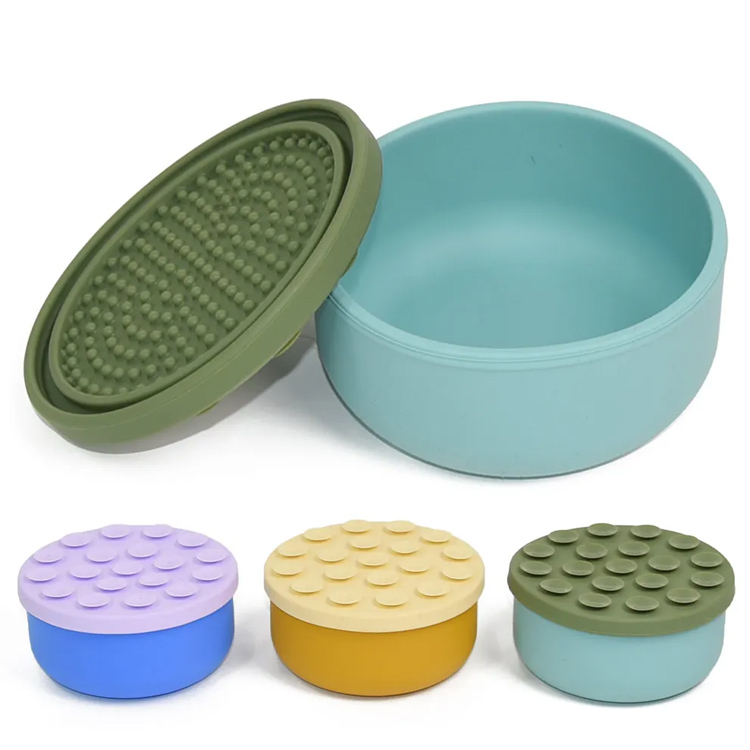 Tigela de cachorro portátil Multi cores de silicone lento tigela de cachorro