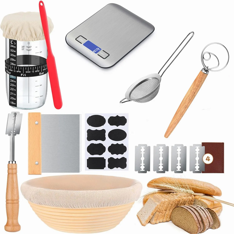 Conjunto de cesta de pão de cozinha digital em escala de cozinha premium