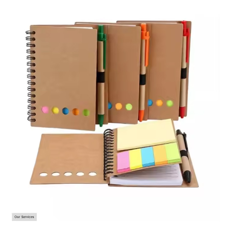 Caderno em espiral de design personalizado promocional com caneta