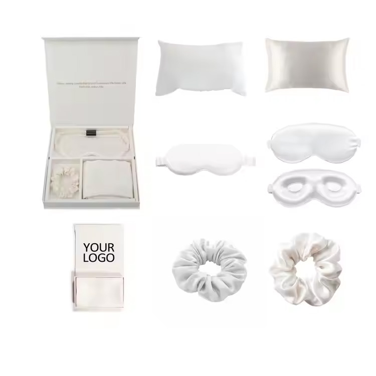 Conjunto de presentes de seda o logotipo personalizado inclui travesseiros de arremesso de cabelo