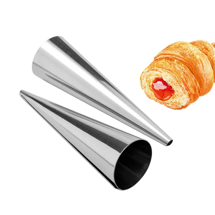 Aço inoxidável pão dinamarquês Croissant Mold Baking Cones