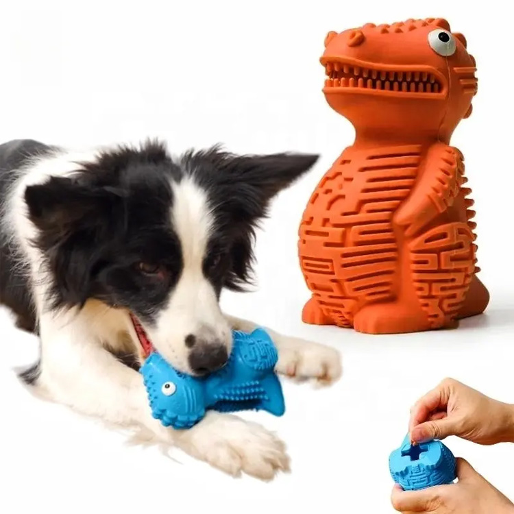 Brinquedo de cachorro de dinossauros de borracha durável e dinossauros duráveis