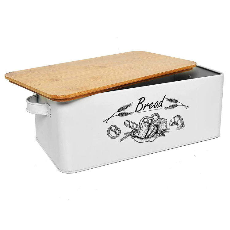 Recipiente de pão de metal estilo vintage para balcão de cozinha